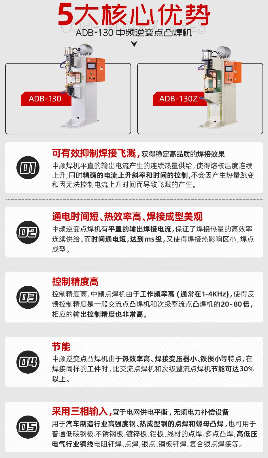 ADB-130中頻逆變點(diǎn)凸焊機(jī)核心優(yōu)勢