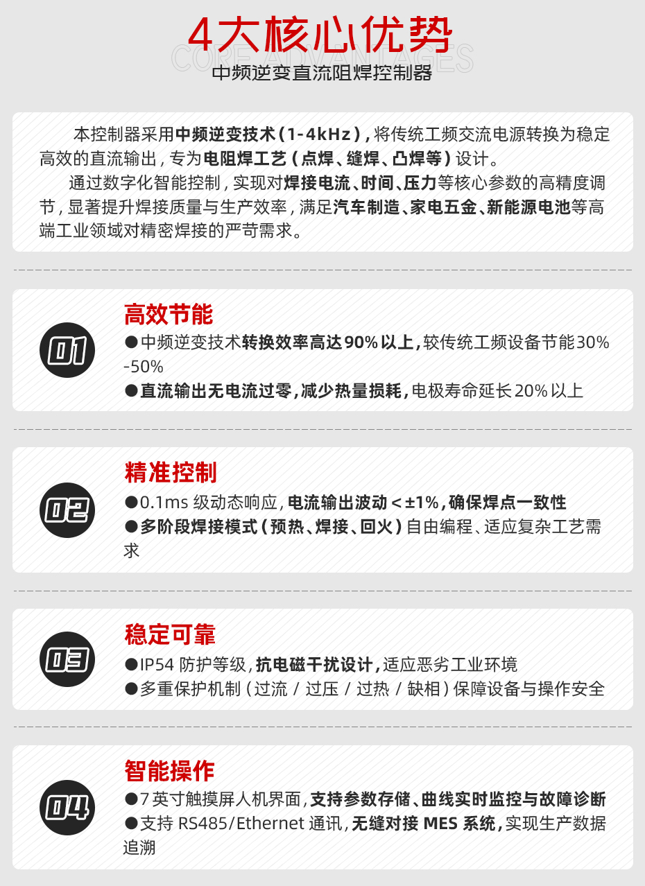 中頻逆變直流阻焊控制器四大核心優(yōu)勢(shì)